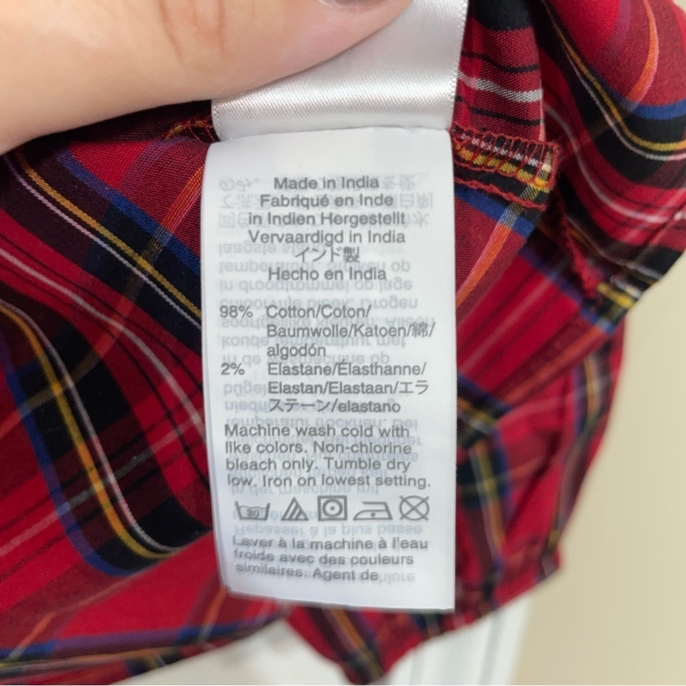 J Crew Tartan Christmas Plaid Ruffle Trim Woven Top Size Small - Picture 6 of 7
